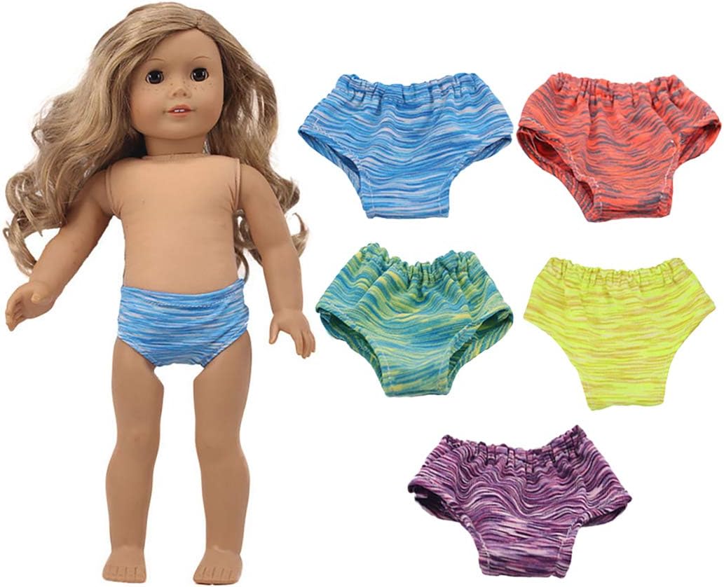 5 Pairs Doll Underwear Fashion Ripple Design Doll Panties for 18 Inch Girl Dollbath toys