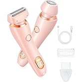 Bikini Trimmer for Women Electric Razors for Women, Double Head Dual Purpose, Waterproof Hair Razor, Ceramic Blade Hair Trimmer Wet & Dry Use, Painless Electric Shaver for Facial and Body (Pink)