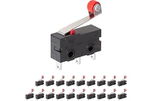JANDECCN 20Pcs Limit Switch AC 5A 125 250V SPDT 1NO 1NC Hinge Roller Lever Micro Switch KW12 (Type N)