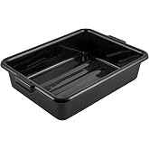 Restaurantware-TUB ONLY: RW Clean 21.25 Inch x 15.7 Inch Bus Tub, 1 Regular Bus Box - Lid Sold Separately, With Handles, Black Plastic Restaurant Tub, Heavy-Duty, For Kitchen Organization