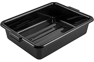 Restaurantware-TUB ONLY: RW Clean 21.25 Inch x 15.7 Inch Bus Tub, 1 Regular Bus Box - Lid Sold Separately, With Handles, Black Plastic Restaurant Tub, Heavy-Duty, For Kitchen Organization