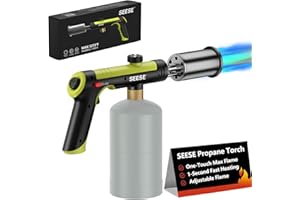 SEESE Powerful Propane Torch Gun,Kitchen Cooking Torch With One-Touch Max Fire, Charcoal Lighter with a Safety Lock, Adjustab