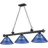 Z-Lite 2306-3MB-ARDB Cordon Billiard Pendant, 3-Light 180 Total Watts, Matte Black