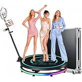 MWE 360 Photo Booth Machine for Parties with Flight Case,Logo Customization | Software APP Remote Automatic 360 Spin Camera Video PhotoBooth 80cm for 3-4 People(31.5"+Flight Case)