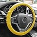FH Group FH3003YELLOW Yellow Steering Wheel Cover (Silicone W. Grip & Pattern Massaging grip Yellow Color-Fit Most Car Truck Suv or Van)