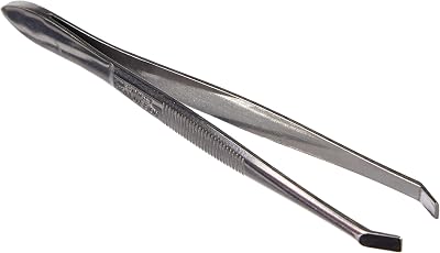 Nc 5092 Square Tip Slanted Tweezers 9 cm Stainless Steel Precision Grooming Tool