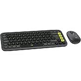 Logitech POP ICON Combo, Bluetooth Keyboard and Mouse Combo, Comfortable Typing, programmable Keys and Buttons, Quiet clicks, Easy-Switch up to 3 Devices - Graphite and Lime