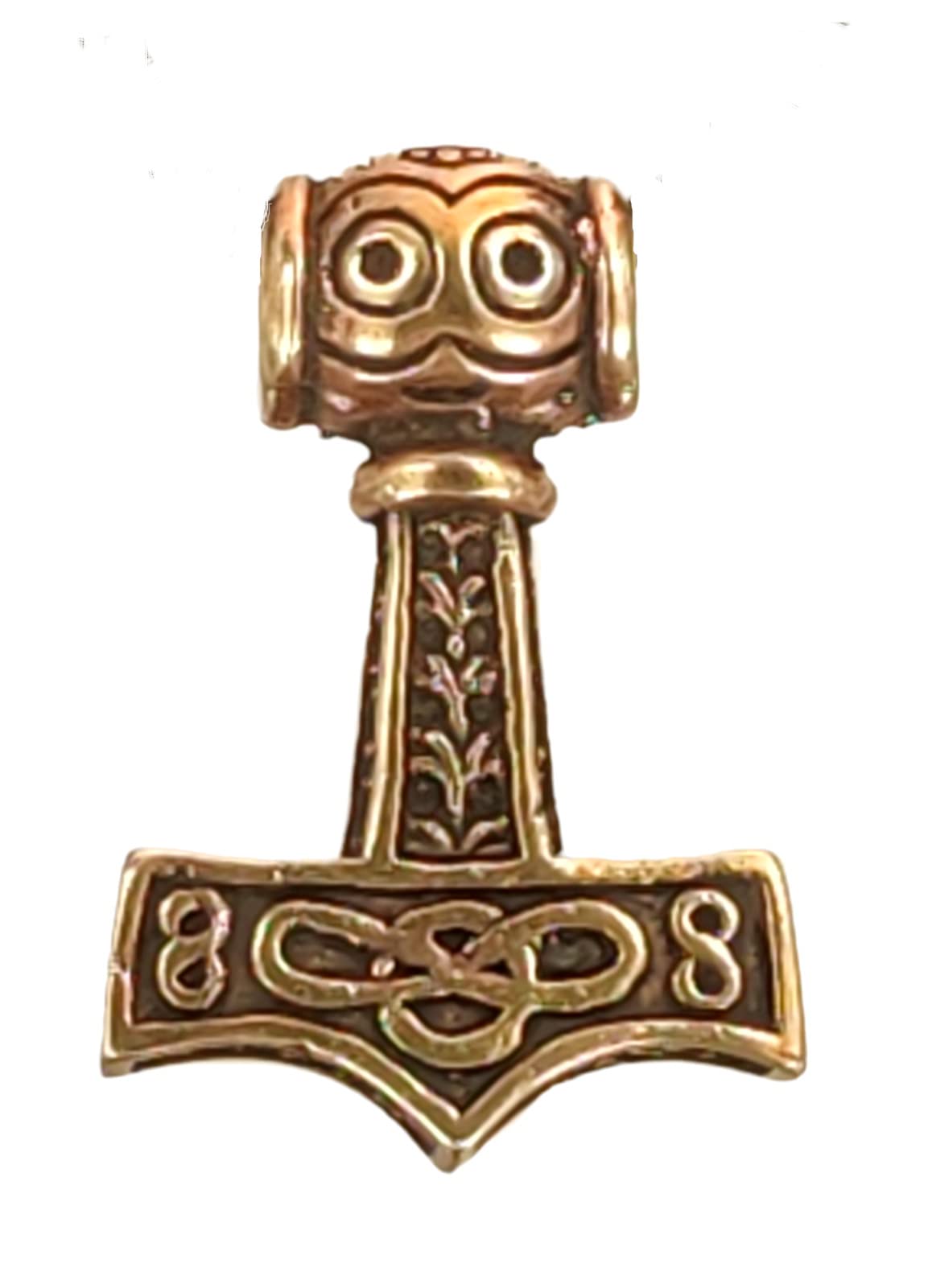 Kiss of Leather Thor's Hammer Pendant with Eyes Made of Bronze No. 77