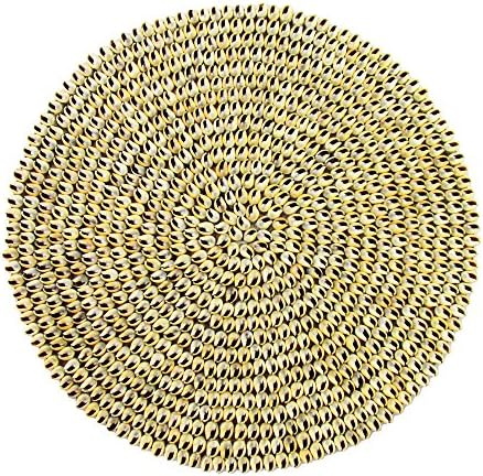 30cm Real, Small Cream &amp; Black Sea Snail Shell Placemat, Handmade, Beach Theme