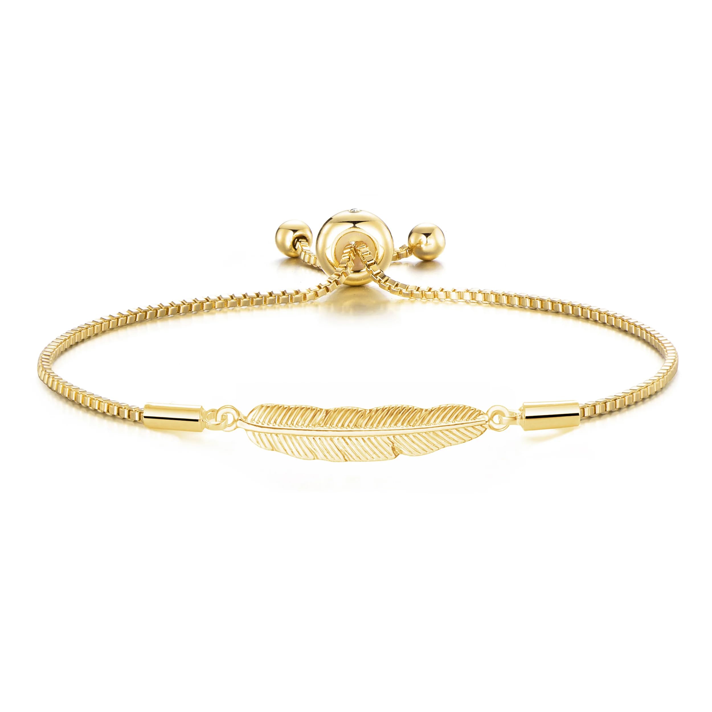 Philip Jones 18k Gold Plated Feather Friendship Slider Bracelet Created with Zircondia® Crystals