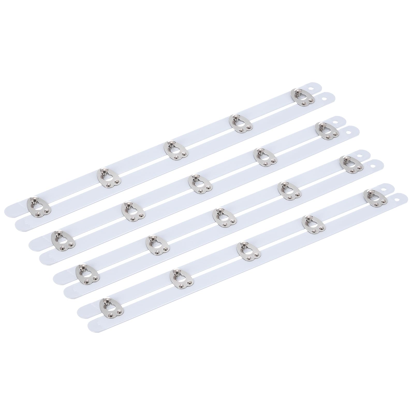 Photo 1 of uxcell 4 Set Corset Busk, 10 Inch White Steel Boning Support with Silver Buttons Spring Steel Corset Busk Corset Boning for Sewing Corset Making Gown Wedding Dress