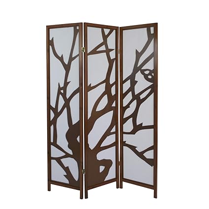 Homestyle4u 893, Design Paravent Raumteiler 3 teilig, Holz Modern, Braun