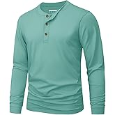 MAGNIVIT Men's Long Sleeve Henley Shirts Cotton 3-Button Spring Casual T-Shirts Solid Color Soft Basic Tops 2026