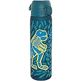 ION8 Water Bottle, 500 ml/18 oz, Leak Proof, Easy to Open, Secure Lock, Dishwasher Safe, BPA Free, Hygienic Flip Cover, Carry Handle, Easy Clean, Odor Free, Carbon Neutral, Deep Teal, Dinosaurs Design