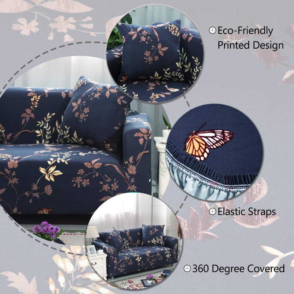 Eunzel Stretch Sofa Covers,Loveseat Slipcovers with Elastic Bottom,Slip Resistant Furniture Protector(Loveseat,Navy): Home & Kitchen