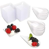 Juvale Mini Appetizer Plates and Tear Drop Spoons for Weddings (Clear, 72 Pieces)