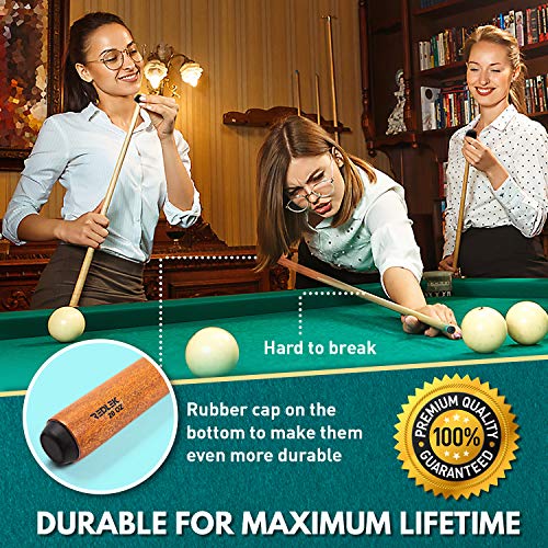 REDLEK Pool Cue Set of 4 1 Piece 58” Pool Sticks with Pool Chalk