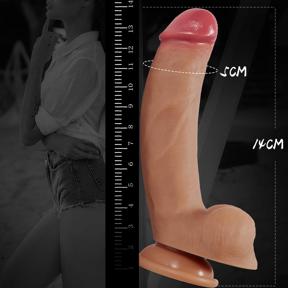 Realistischer Dildo mit Starken Saugnapf, Real Dong Stabiler Mann Penis Nachbildung, Sexspielzeug für Frauen Silikon Dildo Soft