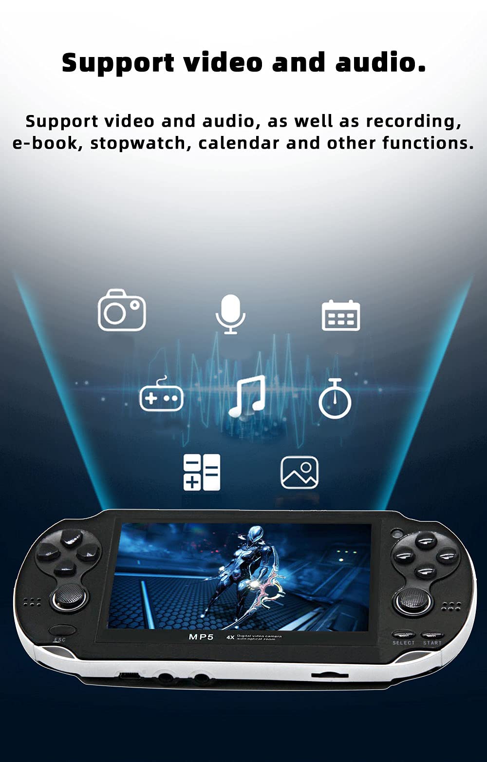 CZT Handheld Game Console 4.3 inch Double Joystick 8GB Build in 2200 Retro Game Video Game Console Arcade Multiple Emulator Mini Portable Game Player MP3/4 TV Out Gifts for Children/Men(Black)