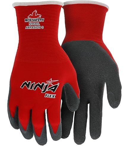 MCR Safety Ninja BNF N96797L Work Gloves, 15 Gauge NylonSpandex