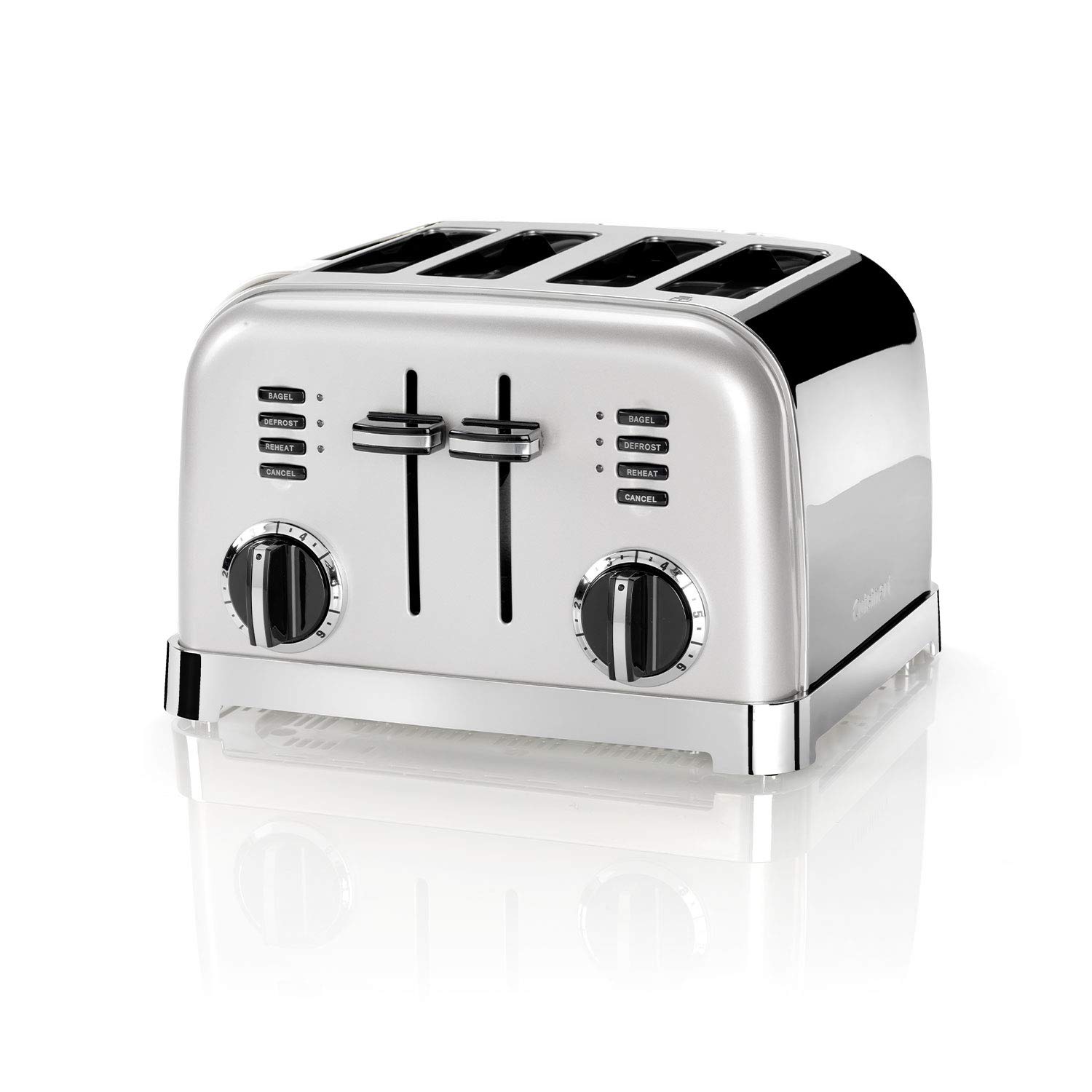 Cuisinart 4 slice toaster, Wide slots, ideal for thick bread and bagels, 6 browning levels plus defrost, Wide slots, High lift lever, Matching kettle available, Frosted Pearl