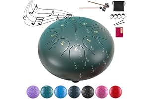 WXYINSPAS Rain Drum for Outside Garden, 8 Note 6 Inch Steel Tongue Drum, Chakra Drum for Rain Music Chime, Musical Instruments When It Rains, Meditation Accessories for Camping, Meditation, Yoga, Education(6gre