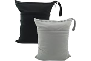 ALVABABY Wet Dry Bags with Two Zippered Pockets Waterfroof Reusable Bag for Swimsuits Wet Clothes Travel Beach Pool Daycare S