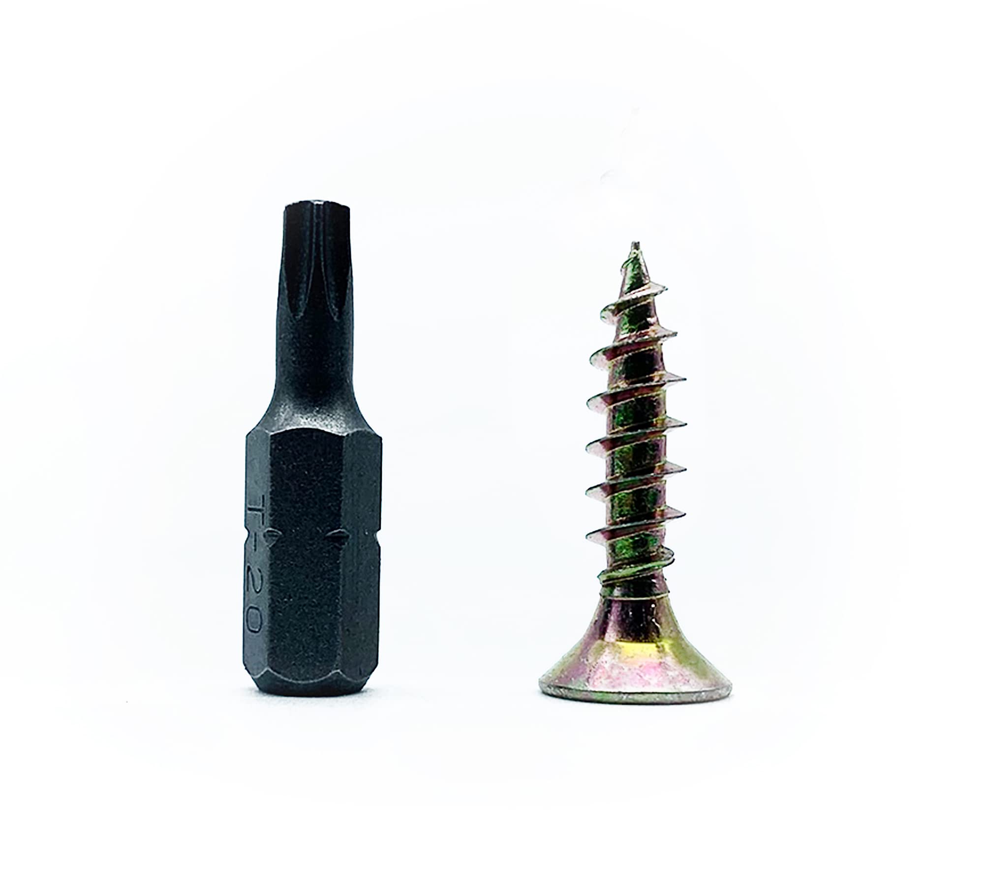 DOJA Barcelona | Wood screws with Torx head | 100 x 4 x 20 mm wood screws + 1 x T20 Torx bit | Star-shaped head | Galvanised steel | Screw set + bit — image 1