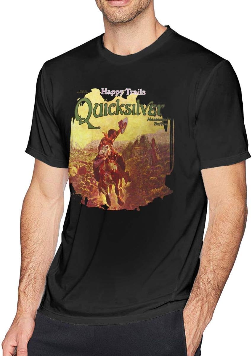 Men's T Shirt Quicksilver Messenger Service Happy Trails Classic Top Cotton Short Sleeve Tee Black