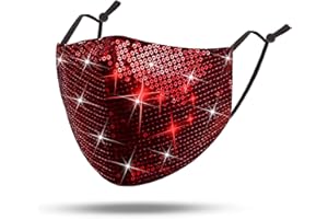 RODAKY Sparkly Sequins Cotton Face Cover for Women Glitter Sequin Face Masc Bling Mouth Cover Halloween Party Face Bandana