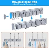 Vicloon Broom Holder 3 Slots 4 Hooks Wall Mounted Organizer Heavy Duty view 5
