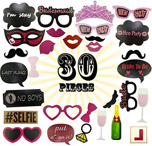 The Bridal Bachelorette Party Kit,Mofawo 30Pcs Bachelorette Party Supplies for Bridal Shower,Wedding Decorations,Photo Booth Props and Accessories (M)