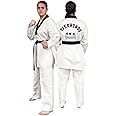 Daedo Taekwondo Uniform - Black Neck, WT Recognized, Ribbed Polyester, Includes Pants & Top with Embroidered Taekwondo