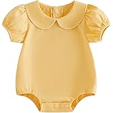 Merqwadd Baby Boy Girl Bubble Romper Infant Short Sleeve Collar Romper Oversize T-shirt Cotton Bodysuit Top