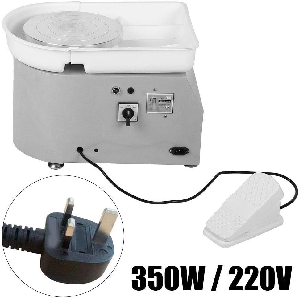 Pottery Wheel Ceramic Machine, 250W/350W Pedal-Controlled Removable Bowl Art Tool Electric Pottery Wheel Ceramic Machine for Beginners Pottery Enthusiasts Sculptors(UK Plug220V350W Gray)