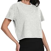 Workout Crop Tops Oversized Tshirts for Women Drop Shoulder Cotton Short Sleeve Tees Boxy Yoga Shirts 2026