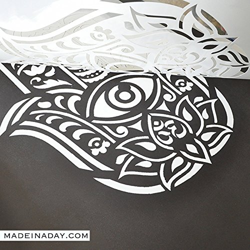 Hamsa Palm Mandala Stencil Template for Walls and Crafts - Reusable Stencils for Painting in Small & Large Sizes