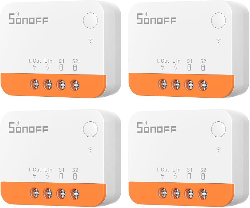 ZBMINIL2 ZigBee Interrupteur Intelligent (Aucun Fil Neutre Requis), 6A/1440W, 2 Way Smart Switch, Compatible avec Alexa, Google Home, Home Assistant, SONOFF ZigBee Hub Requis (4 Pack)