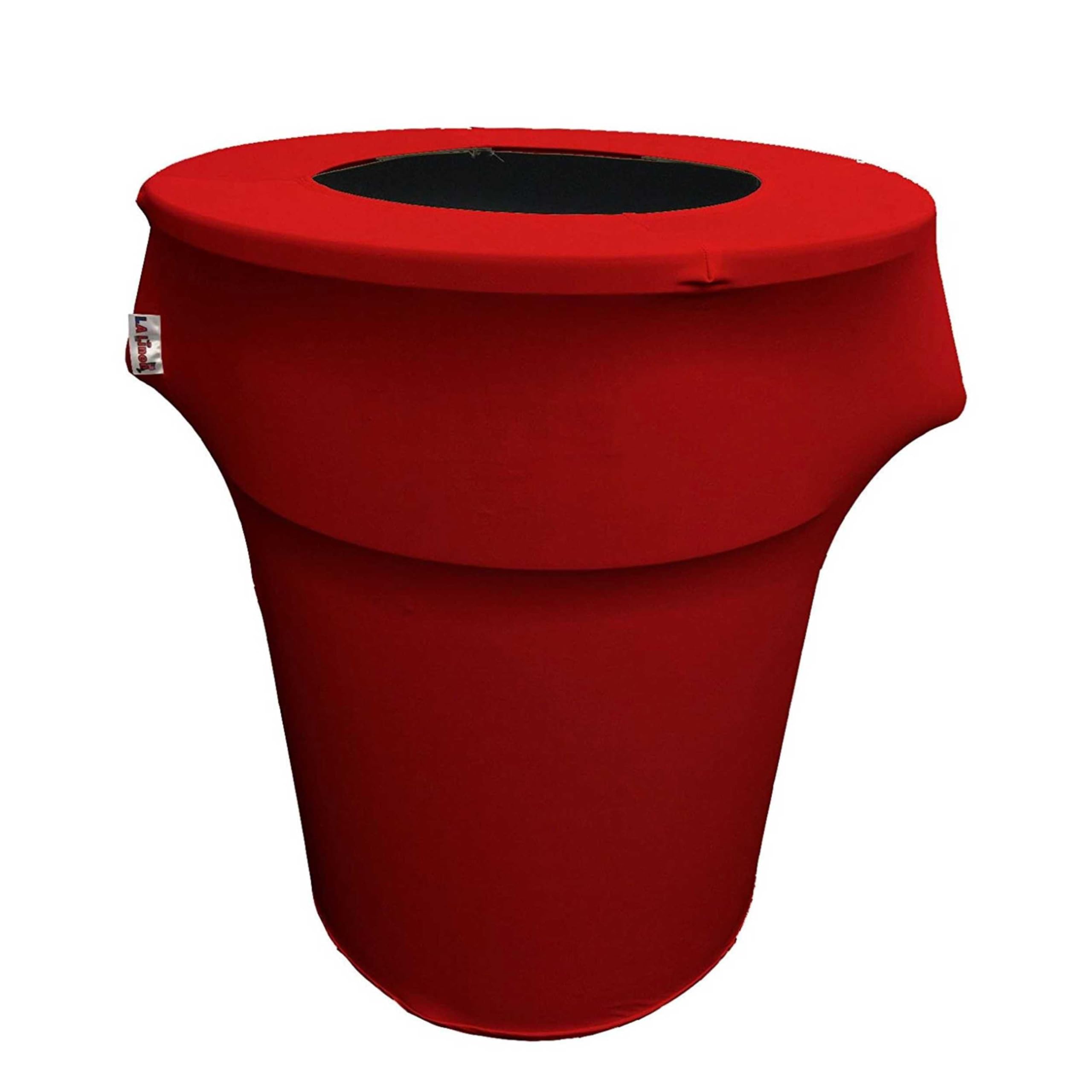 LA Linen Stretch Spandex Trash Can Cover 55-Gallon Round,Red, Microfiber Polyester, 73.66 x 91.44 x 0.05 cm — image 1