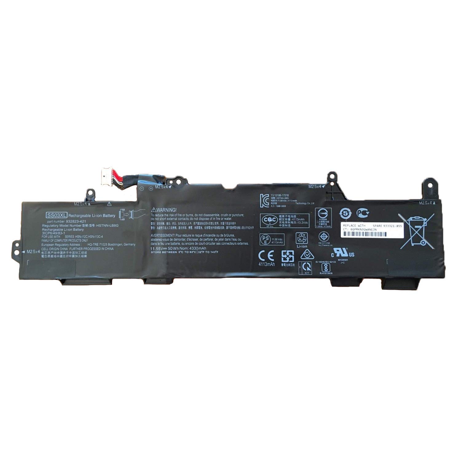 SS03XL HSTNN-LB8G 933321-855 932823-421 Laptop Battery Replacement for Hp EliteBook 730 735 740 745 755 830 840 846 G5 745 840 G6 ZBOOK 14U G5 G6 HSN-I12C Series (11.55V 50Wh)