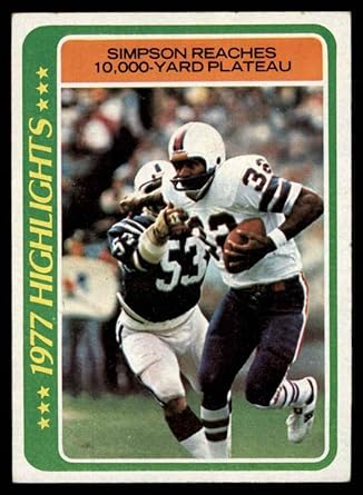 Amazon Com 1978 Topps 4 Reaches 10 000 Yard Plateau O J Simpson Buffalo Bills Football Card Nm Bills Collectibles Fine Art