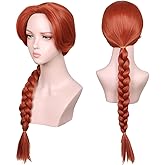 ColorGround Long Braided Reddish Brown Heat Resistant Costume Wig for Fiona Cosplay