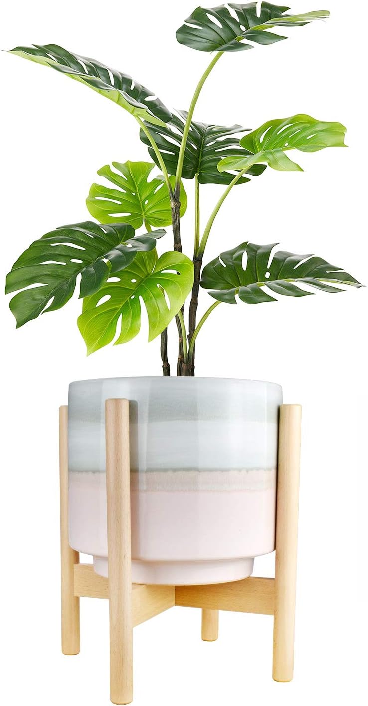 Plant Stand, 12-inch Mid Century Indoor Wood Flower Pot Holder Modern for Tall Plants, Snake Plant, Fit for 10-12 Inch Planter (Plants and Pot are not Included), Natural