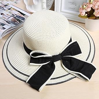 sun hat with black bow
