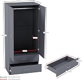 Vida Designs Riano 2 Door 2 Drawer Wardrobe Grey 170H x 76W x 53D view 4