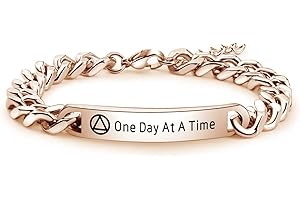 WAJJUAN One Day At A Time Bracelet AA Bracelet Sobriety Gift Addiction Recovery Gift NA Gift 12 Step Gifts Motivational Gifts