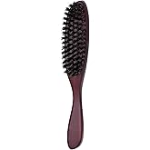 PERFEHAIR Boar Bristle Slick Back Hair Brush - Thick Natural Bristles for Smooth Sleek Styles, Tame Flyaways & Frizz, Ideal for Slicking, Edge Control Women & Men Ponytails & Buns-Wooden Handle