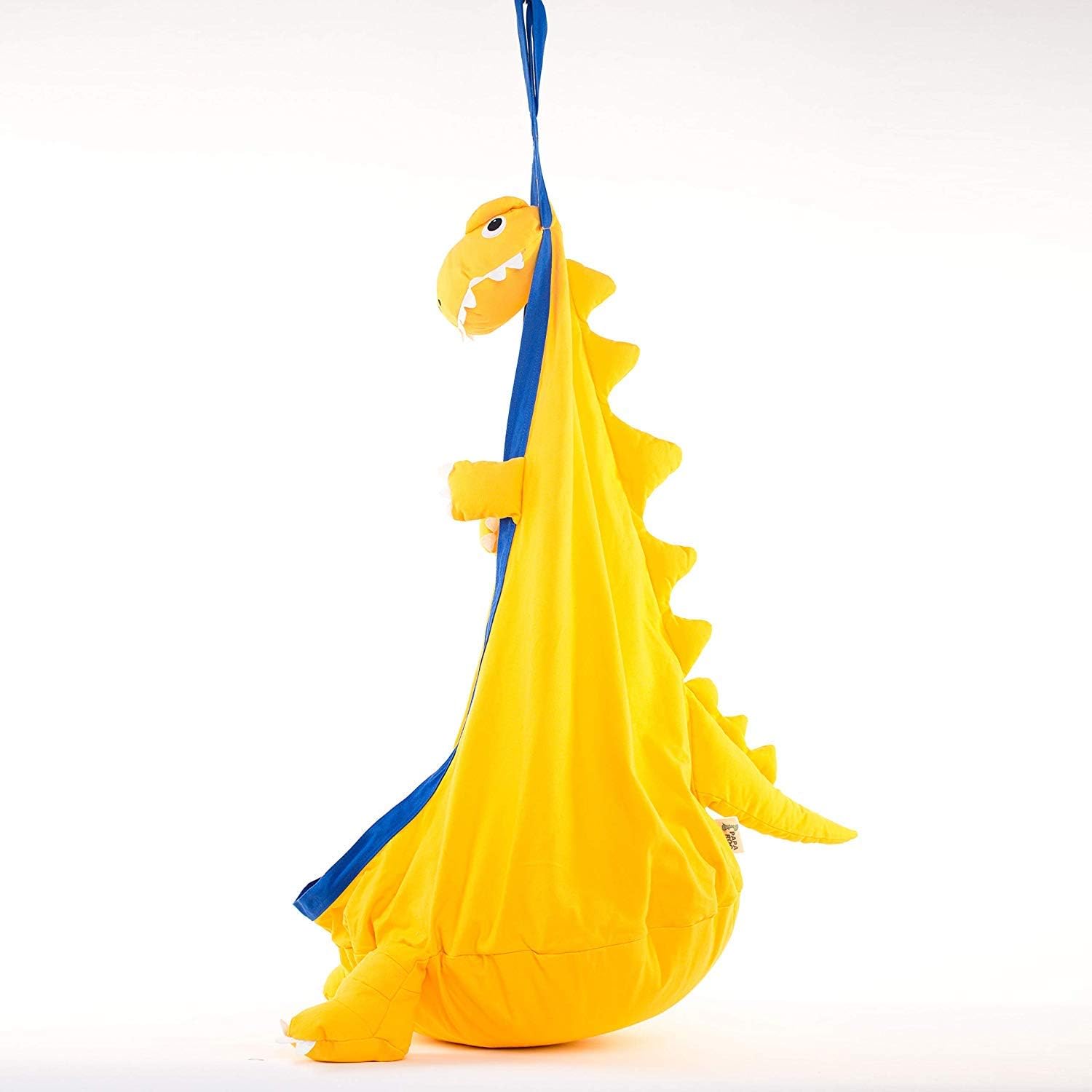 Papa Roo Dinosaur Child Hammock Pod Swing Chair Nook Animal Tent, 100% Cotton - Kids Outdoor Swing Cloth Hanging Seat - Hammock Nest Outdoor and Indoor Swing Chair (Dinosaur, Yellow)