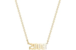 Glimmerst Birthday Year Necklace, 18K Gold Plated Stainless Steel Birth Year Number Pendant Necklace Memorable Anniversary Jewelry for Women Girls