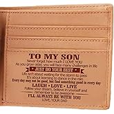 WASTIME Customized Leather Front Pocket Wallet - Slim Wallet RFID Minimalist Credit Card Wallets - Personalized Gift (to Son from Dad)